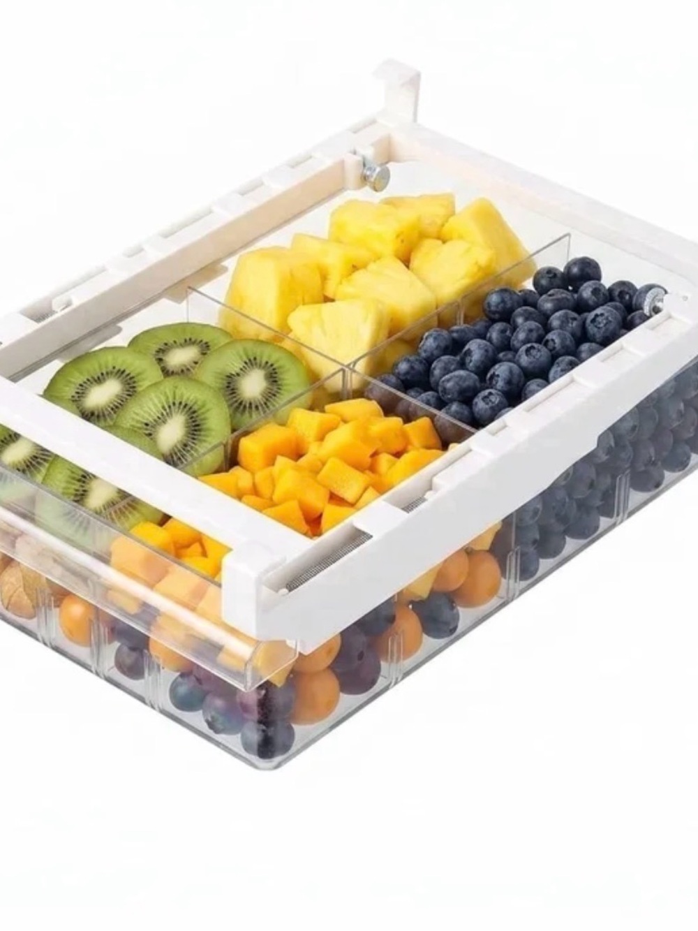 White Multi-Compartment Refrigerated Food Storage Organizer